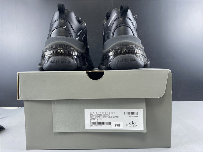 blen triple s black Ba*len*cia*ga with balen letter 541624 w09ol